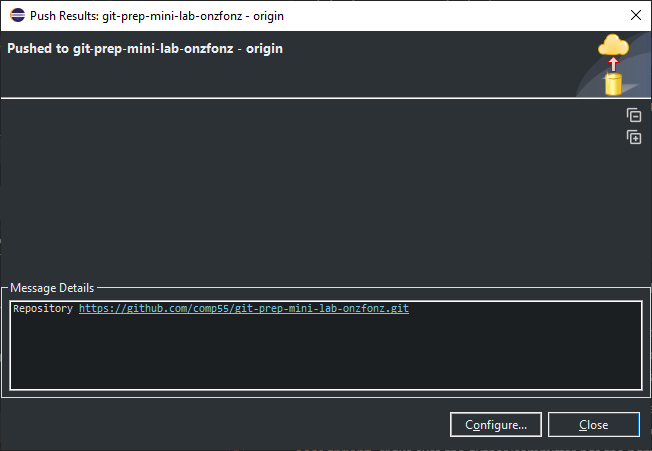Pushed confirmation message